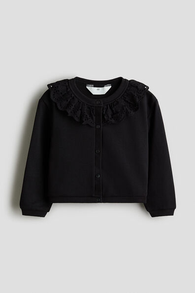 Collared sweatshirt cardigan