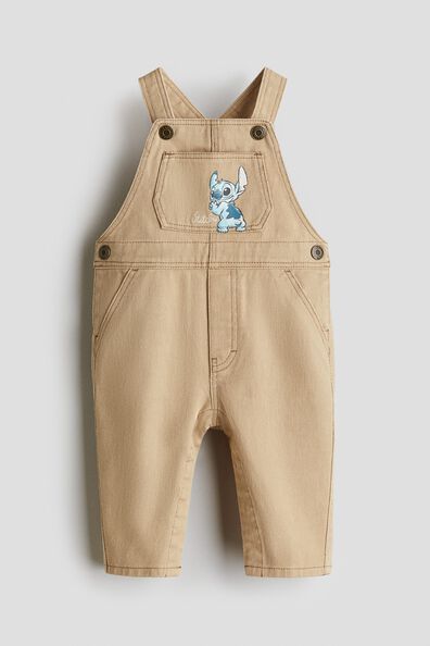 Motif-detail twill dungarees