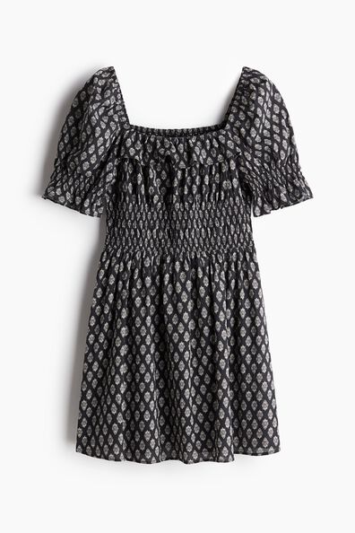 Frill-trimmed crêpe dress