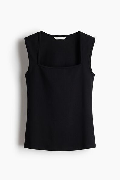 Ribbed square-neck vest top