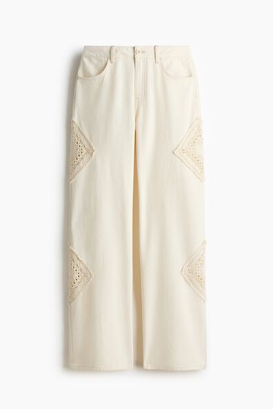Crochet-look-detail trousers