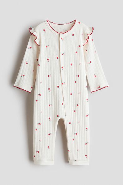 Cotton pointelle sleepsuit