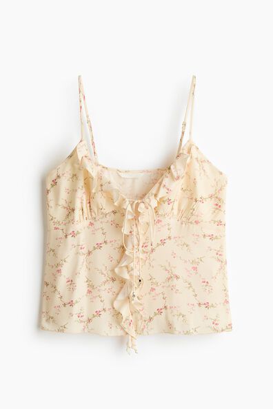 Flounce-trimmed viscose top