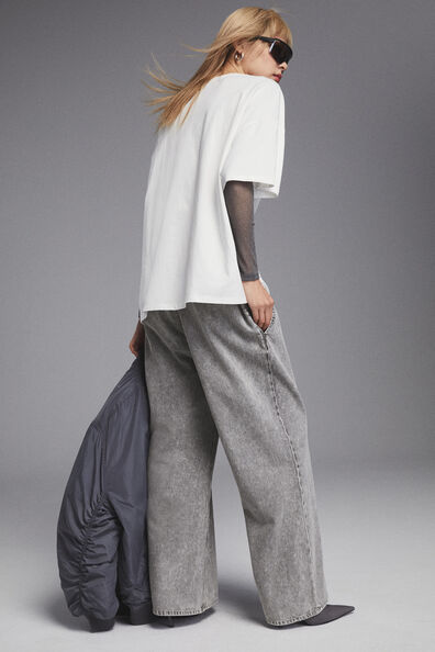 Wide denim joggers