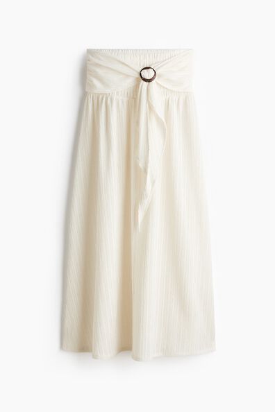 Crinkled tie-belt skirt