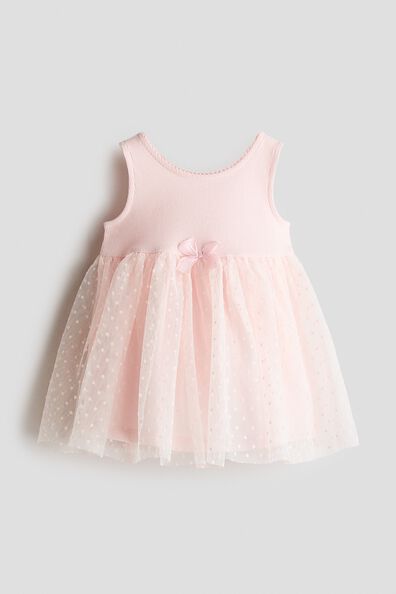 Tulle-skirt jersey dress
