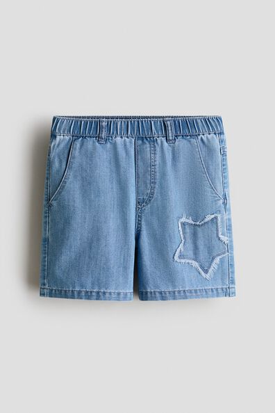 Appliquéd denim shorts