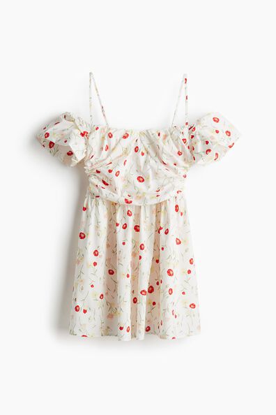 Draped cold shoulder dress