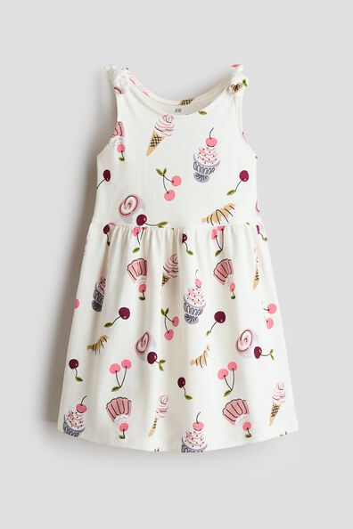 h&m cotton jersey dress Peach/diamond-patterned Patterned Cotton Jersey Dress for kids