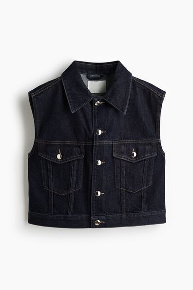 Cropped denim waistcoat