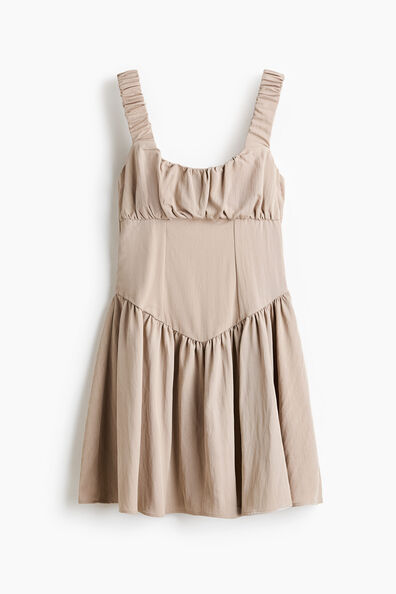 Gathered twill dress