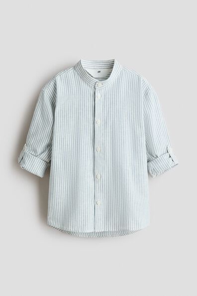 Linen blend grandad shirt