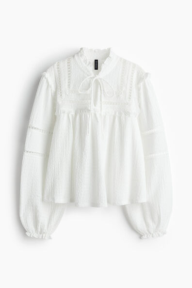Oversized frill-trimmed blouse