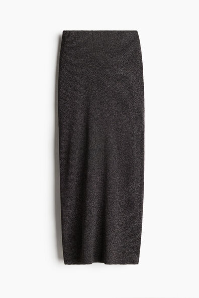 Glittery rib-knit skirt