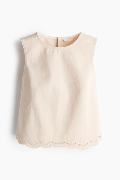 Broderie anglaise denim top