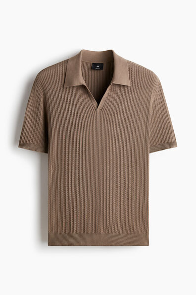 Regular Fit Cable-knit polo shirt