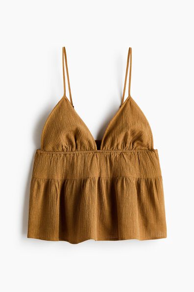 Linen-blend strappy top