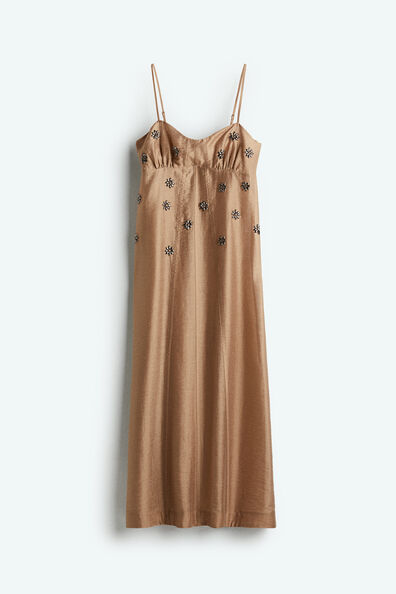 Sheer embellished strappy dress