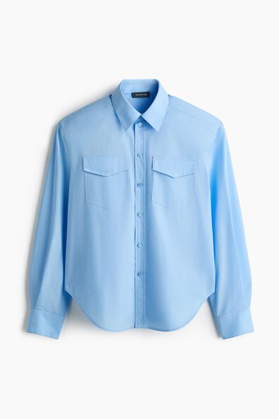 Shoulder-pad poplin shirt