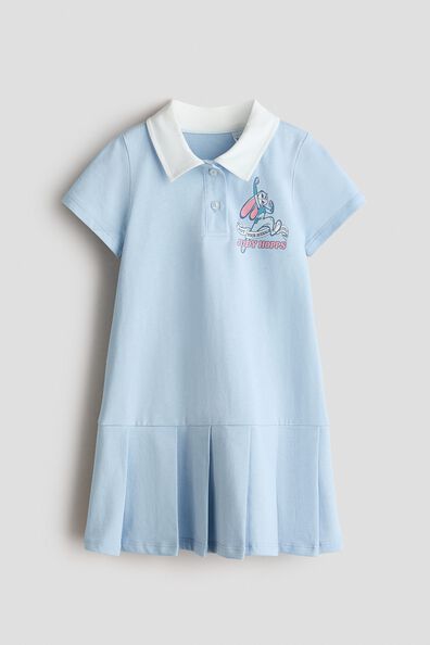 Print-motif cotton polo dress