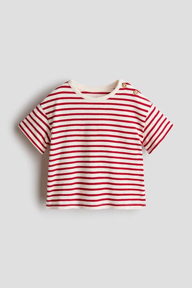 Button-detail cotton T-shirt
