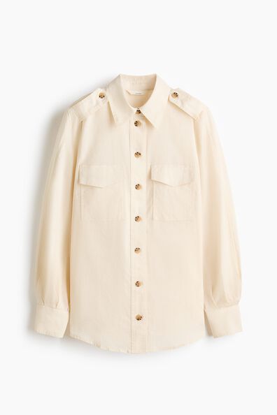 Linen-blend cargo shirt