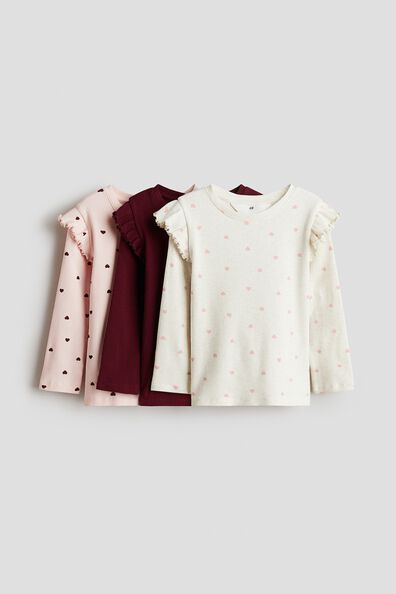 3-pack frill-trimmed jersey tops