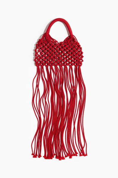 Fringed net handbag