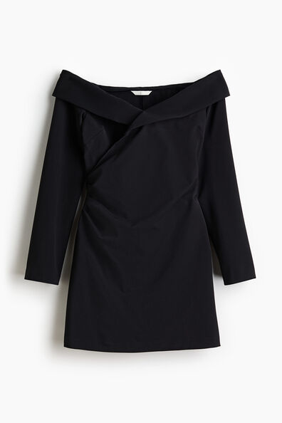Off-the-shoulder wrap dress
