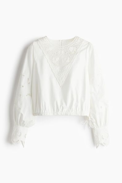 Lace-detail cotton blouse