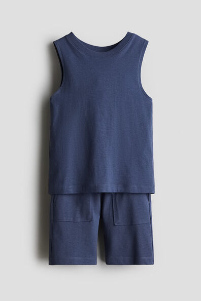 2-piece vest top and shorts cotton set