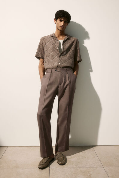Regular Fit Crochet-look resort shirt