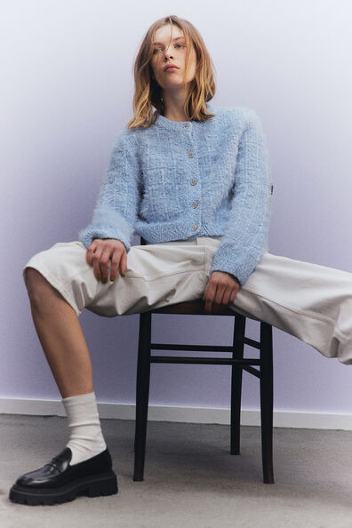 Ruffled Tulle Knit Cardigan