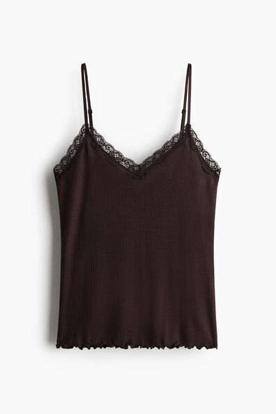 Lace-trimmed strappy top