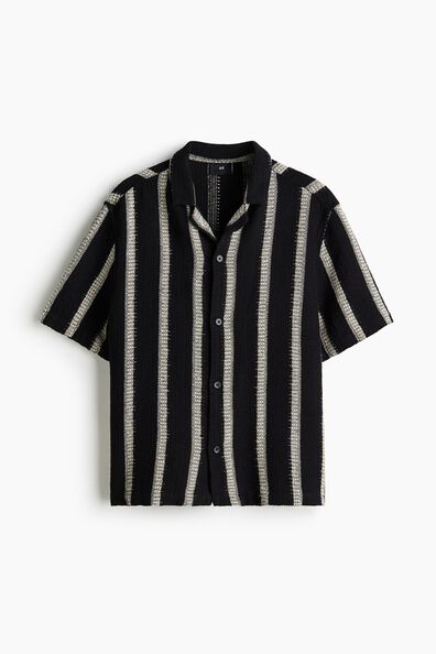 Regular Fit Crochet-look resort shirt