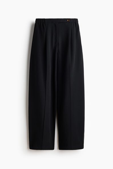 Crease-leg barrel trousers