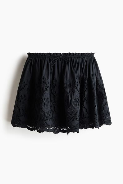 Broderie-anglaise drawstring skirt
