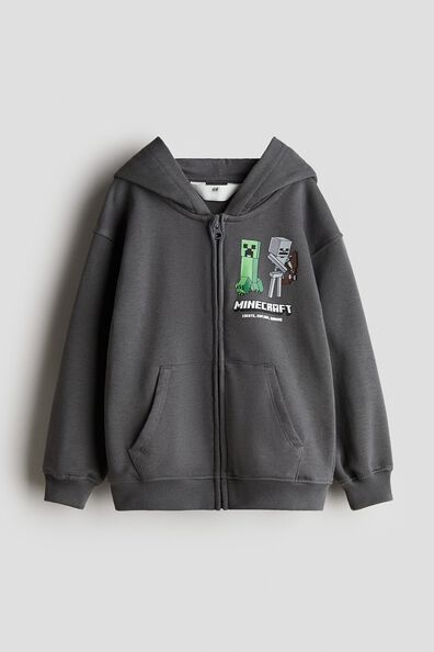 Printed zip-through hoodie
