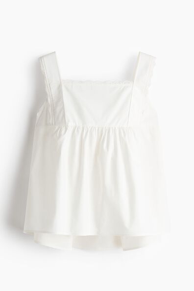 Lace-trimmed cotton top