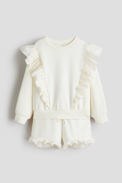 2-piece frill-trimmed sweatshirt set