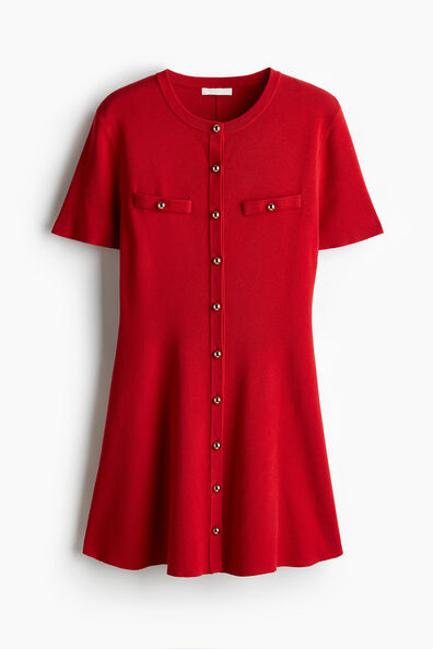 Button-front knitted dress