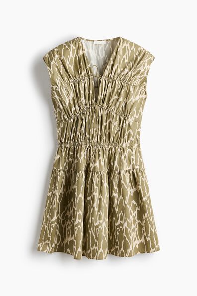 Drawstring-detail poplin dress