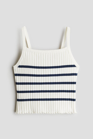 Rib-knit strappy top
