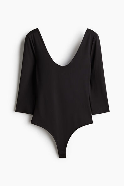 Scoop-neck thong body