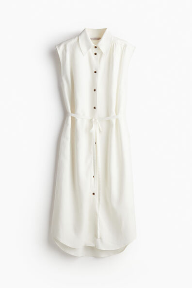 Linen-blend shirt dress