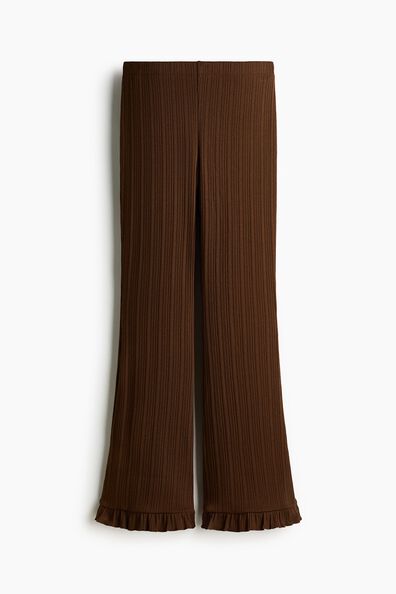 Flared rib-knit trousers
