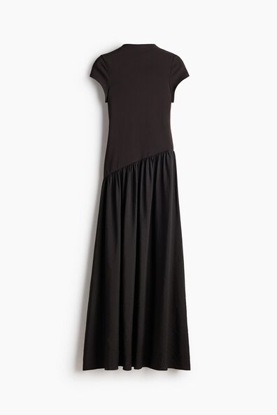 Asymmetric dual-fabric dress