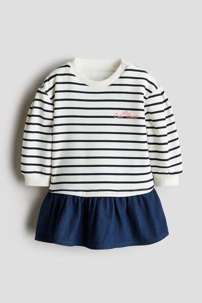 Denim-skirt sweatshirt dress