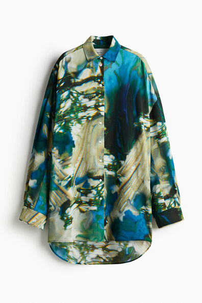 Abstract-patterned chiffon shirt