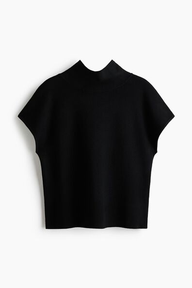 Fine-knit turtleneck top